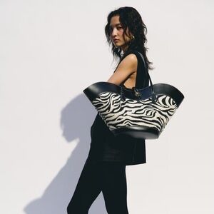 H&M Black and White Zebra Print Shopper Bag